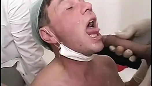 Two doctors fuck a sexy girl patient in doctor's office