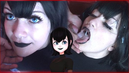 热辣的哥特女郎脸上被大量射精 - mavis cosplay