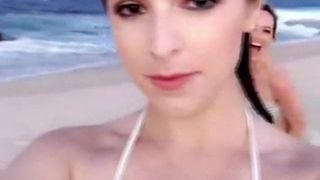 Anna Kendrick selfie na praia com um amigo