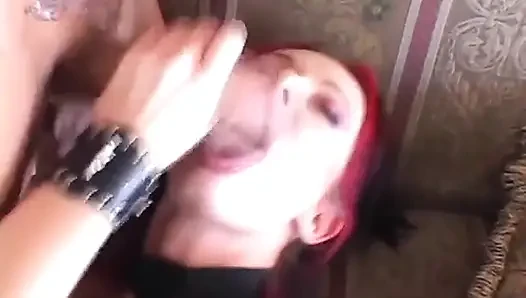 Vintage red hair girl loves huge dick in ass