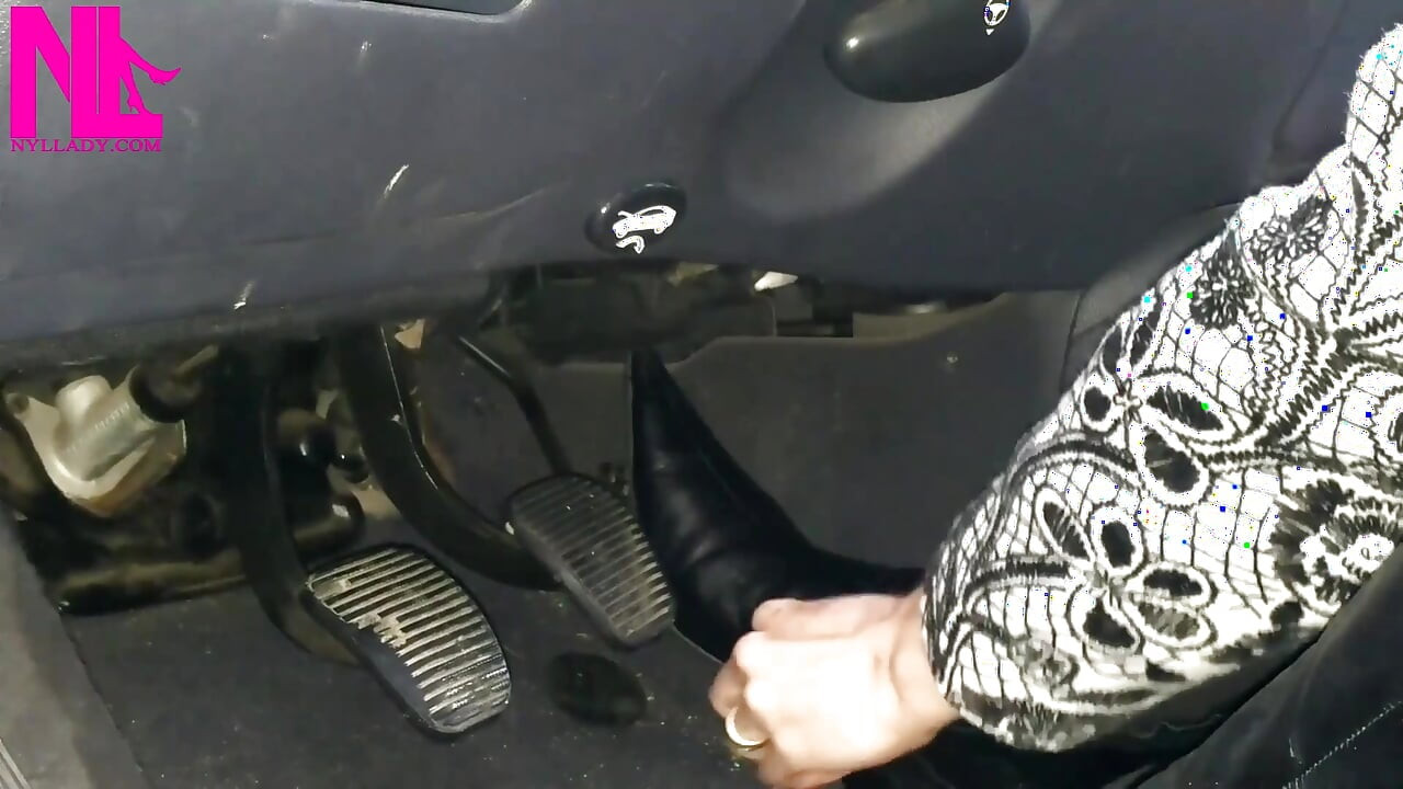 Pedal Pumping and Unzipping My Black Leather High Heeled Boots