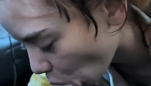 Slutty teen ex girlfriend deepthroats thick cock in the car!