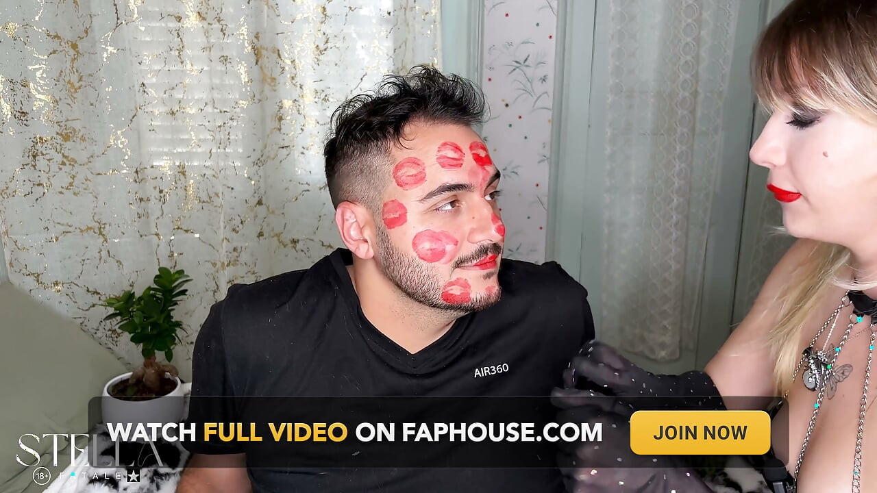 Red Lipstick Kisses Cover His Entire Face