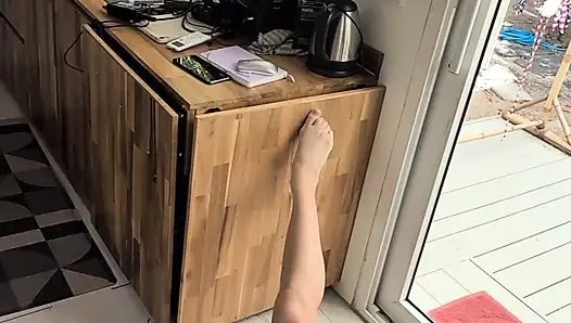 Horny Beautiful Cute Teenage Masturbation Shot from Above with Dildo and Blowjob