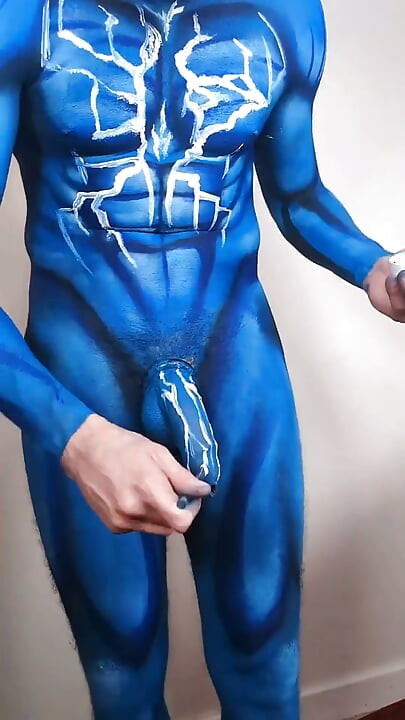 Naked Bodypainting Myself as Spiderman
