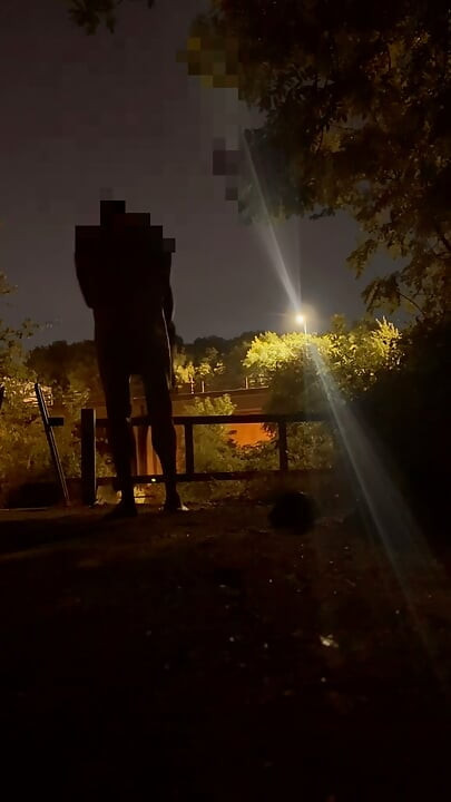 Strip naked and put fishnet body stocking on , walk around wanking at roadside and caught whilst getting naked