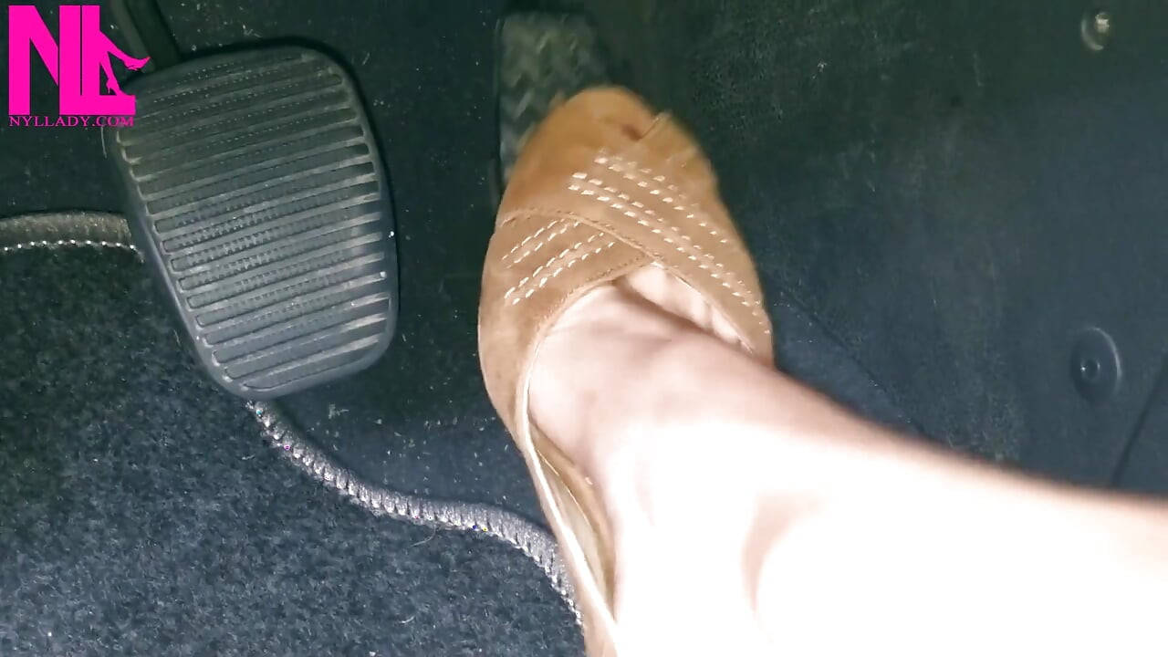 Revving and Driving in Light Brown Peeptoe Sandals