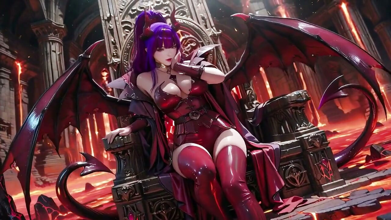 Purple-haired Demon Queen! a Forbidden Feast on the Magma Throne, Red-black Armor Clinging to Scorching Skin!
