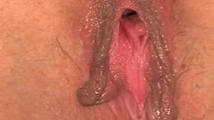 Dirty talk, up close fucking with creampie.
