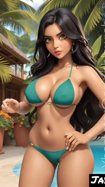 Jaya Anjali waiting for you at resort beach hotel (Ai model) | Clip 1