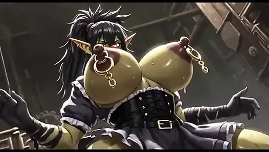 Güzel ork zıplayan göğüsler, ai animasyon