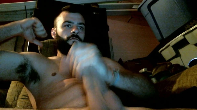Sexy Bearded Stud Stroking His Juicy Meat