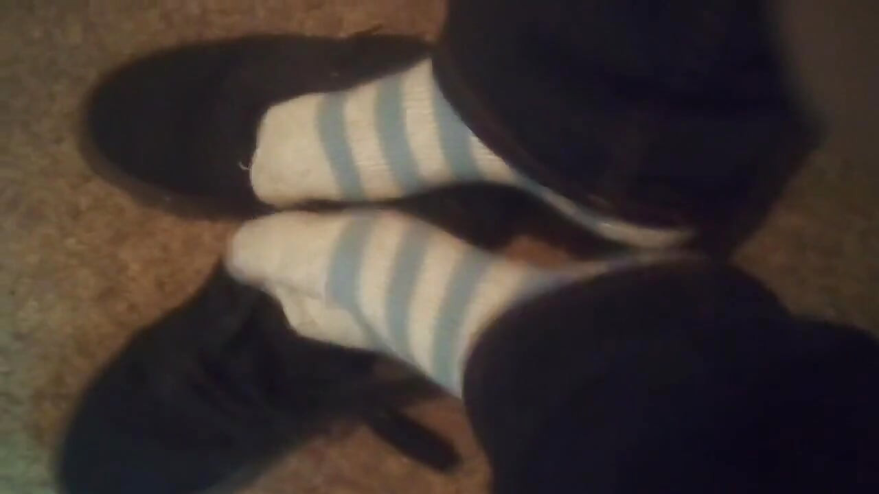 Black Dress Shoes & Cute Fuzzy Striped Dirty Socks (no Audio)
