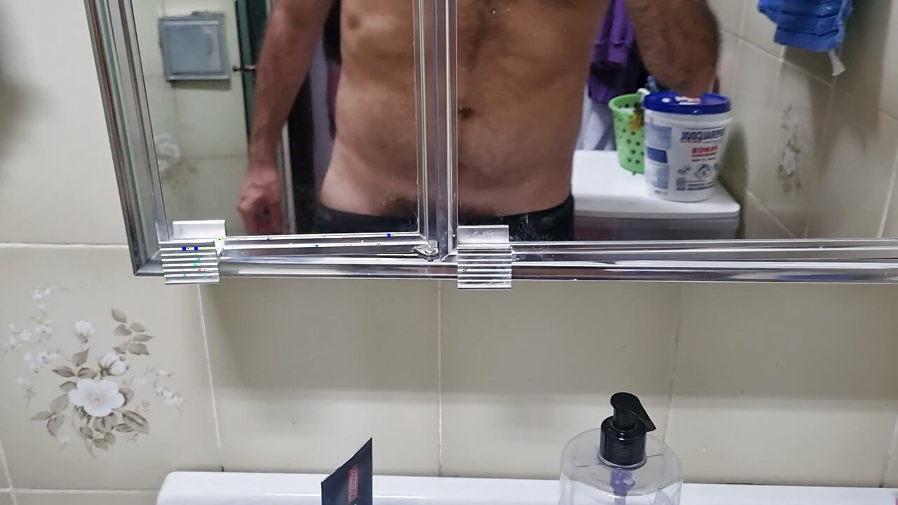 Hairy sweaty after training sticking his ass finger and sniffing and licking
