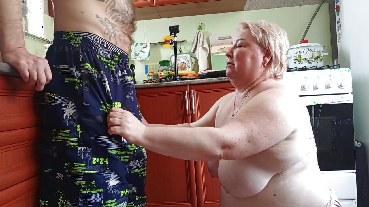 I Jerk off and Suck My Stepson's Dick and Get a Portion of Cum on My Face