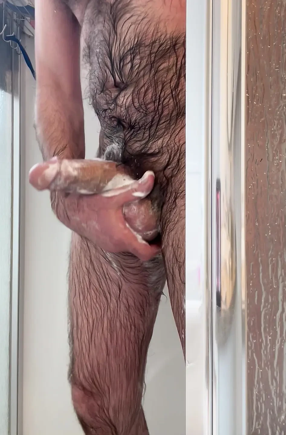 male shower head masturbation Femboy cums using only a shower head main image 1