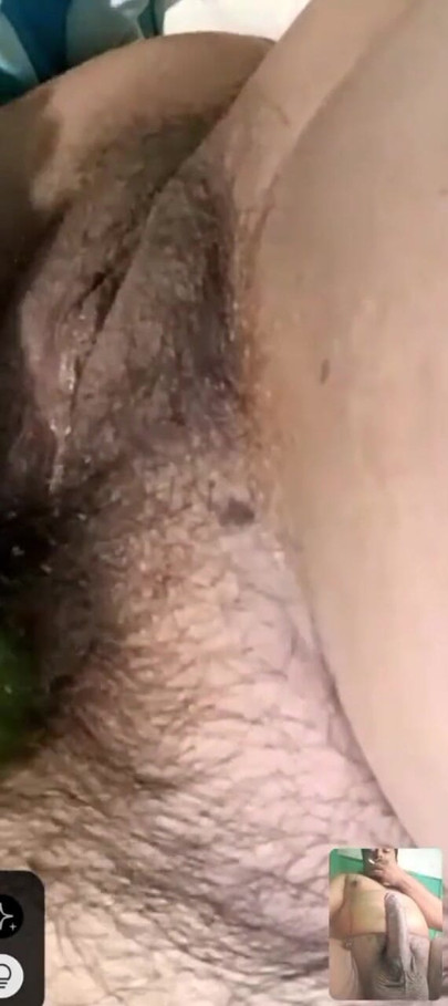 Unforgettable moment from "Another hot video call from my hairy stepsister putting cucumber in her pussy"