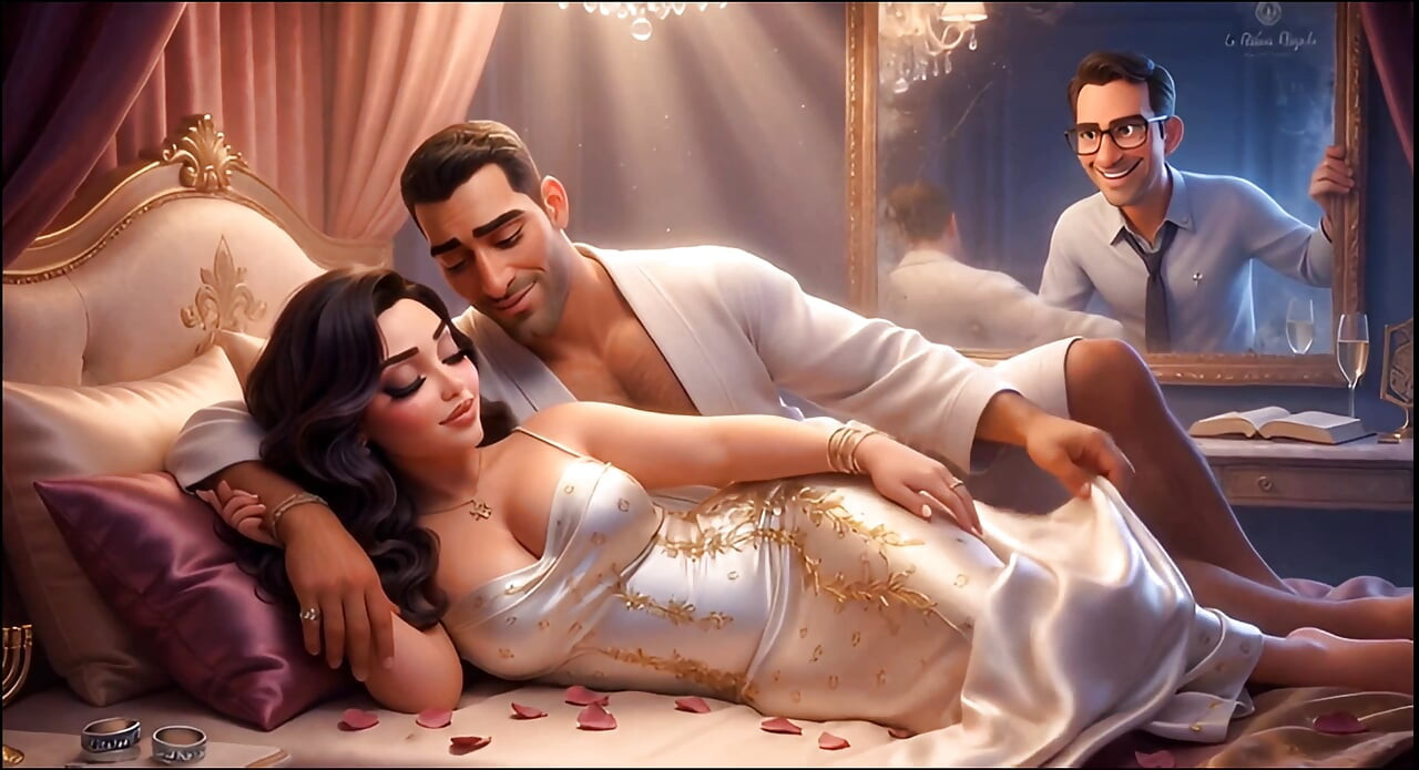 A Muslim man and a Jewish wife, with her cuckold  Christian husband watching her being fucked.