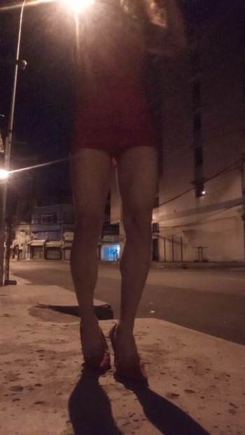 Public in street with sexy dress like slut
