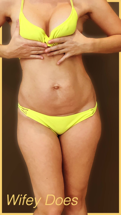 Wifey wears a skimpy yellow bikini