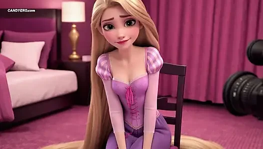 Кастинговый секс с AI Rapunzel - первый минет невинной принцессы