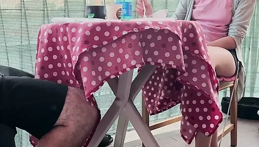 Italian Couple Blowjob Under Table After Eating Deep Creampie POV