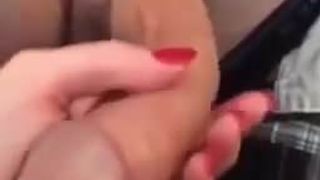 Gently stroking he’s cock