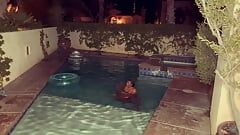 Pussy Play Outside In The Pool And Then Some Sloppy Dick Sucking