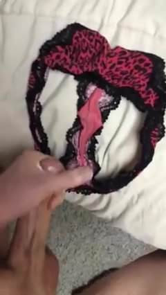 Cumshot into panties 7