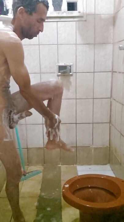 Me Taking a Shower with a Hard-on and Jerking off Until I Cum
