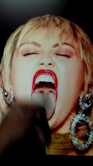 Miley Cyrus 2 - hommage au sperme (drainant sur son visage)