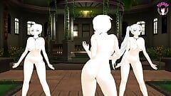 RWBY - 3 девушки, полностью обнаженные, танцуют + секс (3D хентай)