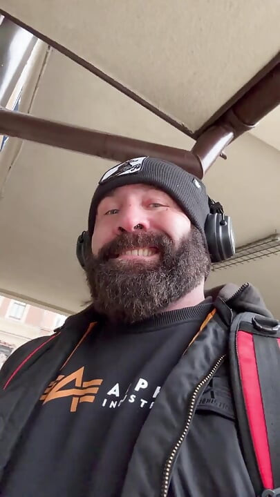 Muscle Gay Bear Winter Wank - Cock Ring Stroking & Big Balls Cumshot