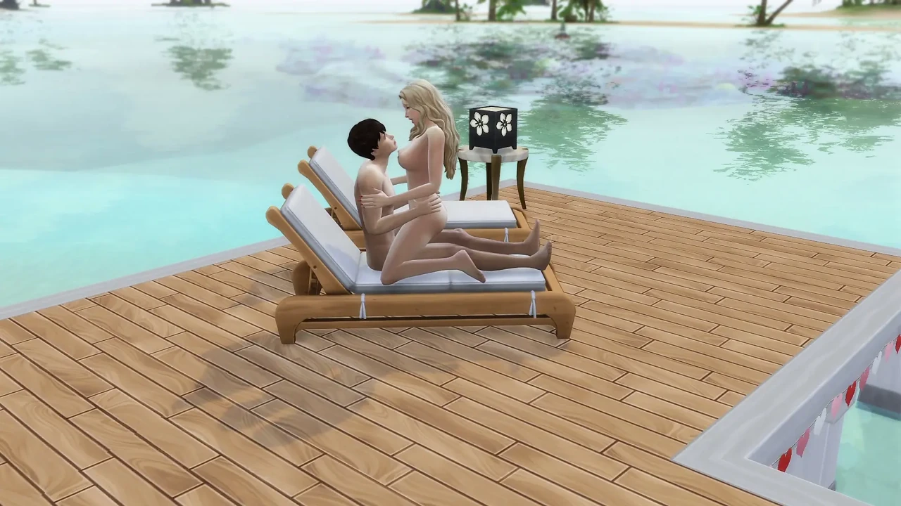 Couple in love have sex in public on the beach