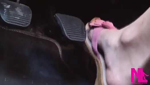 Pedalpumpen in rosa Wedges / flip-flops