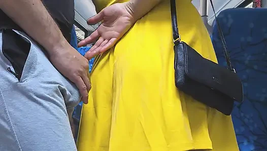 Stranger Touch her Butt without permission with his erection and CUMS Hard Inside Bus Vehicle by Girl's Hand