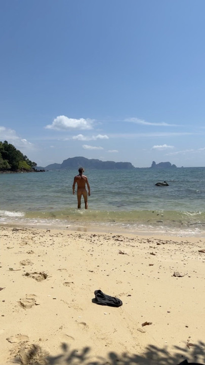 Naked walk on the beach