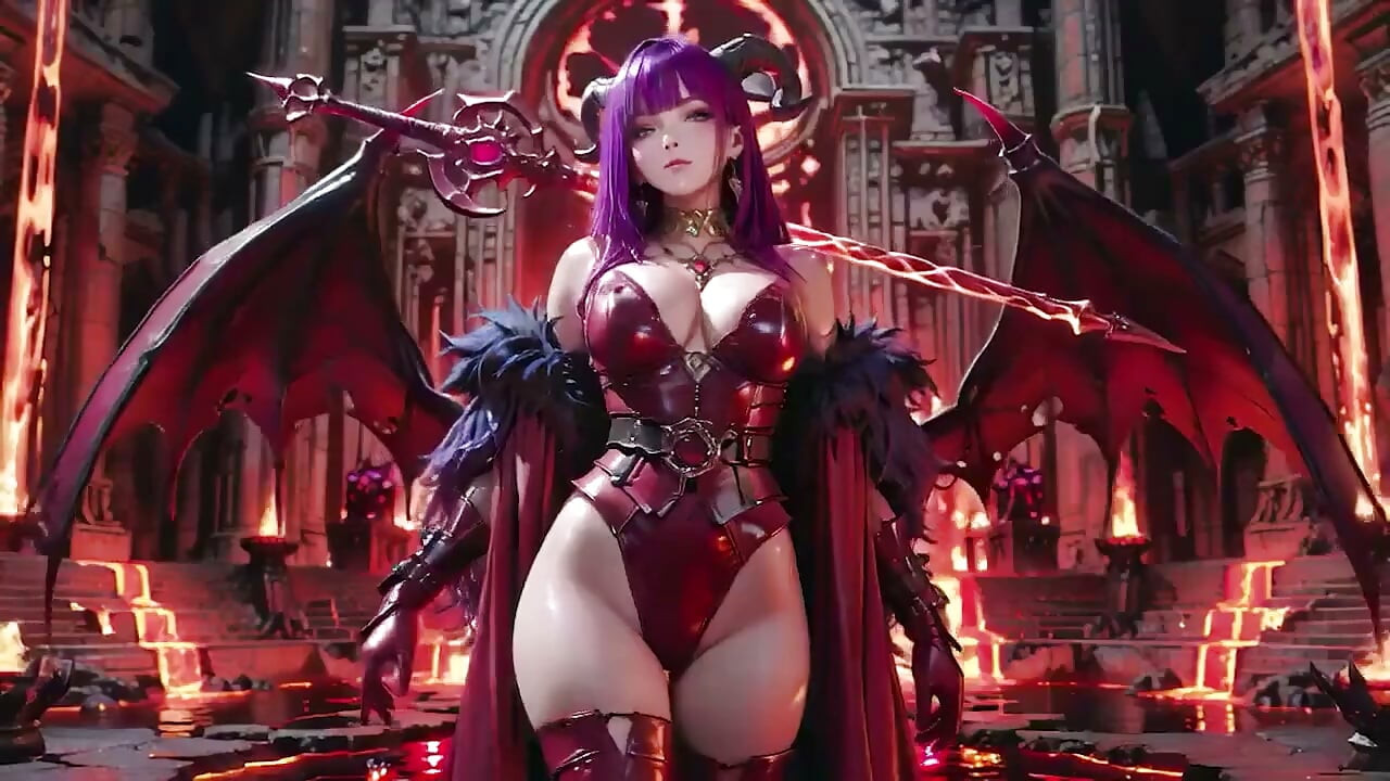 Purple-haired Demon Queen! a Forbidden Feast on the Magma Throne, Red-black Armor Clinging to Scorching Skin!
