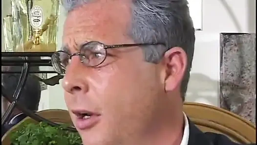 Randy cock sucking babes gets fucked by 2 guys in group sex then jizzed