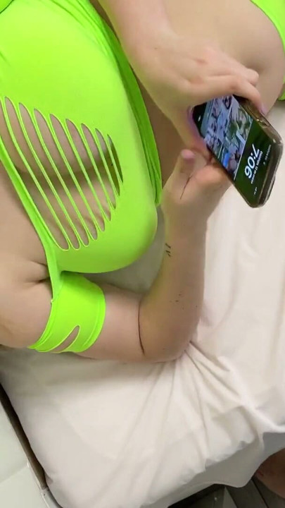 Raver girl in neon outfit for the music festival gives a handjob for precum only to tease the cock and drip the cum slow | Clip 1