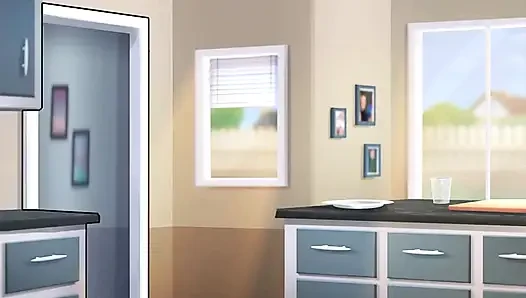 Summertime saga: stepson fingers his stepmom's pussy in the kitchen ep 179