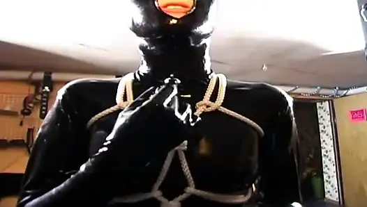 Bdsm with masked girl in latex
