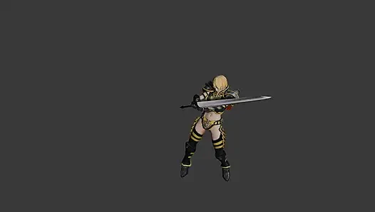 a girl dancing with sword