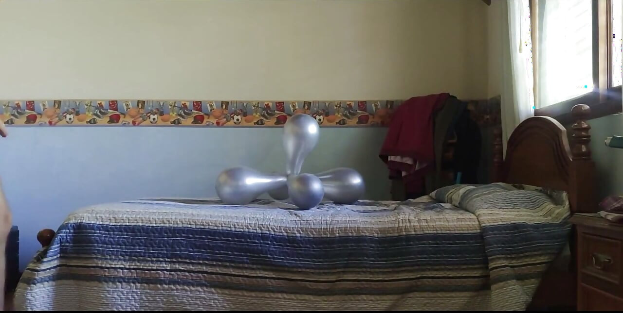 Playing and Popping a Mass of Silver Balloons While Playing with Myself