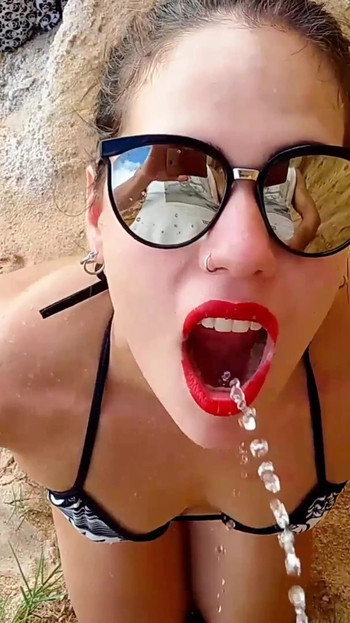 Jaw-dropping moment from "Vintage moments, drinking pee on the beach, posts "high risk" over 5 liters of pee!! VOL 2"