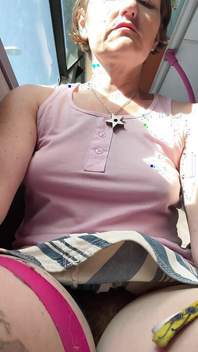 Commando in a miniskirt gives easy pussy access on the bus, and makes my fingers smell amazing!