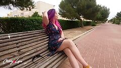 Risky Masturbation on a Public Park Bench Ends in Squirt - Cherry Lips 4K
