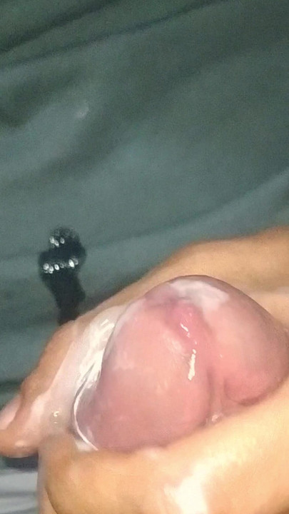 Thrilling moment from "Creamy cock: cum as lubricant for a second cumshot"