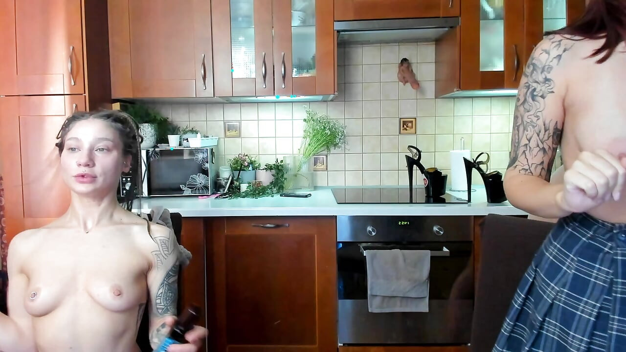 Young lesbians and their tender perversions, naked, smear their tits and bodies with oil