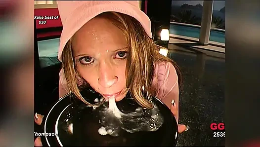 Ggg - Sarışın Bukkake Sürtük Büyük Dölleri Emiyor Ve Yutuyor